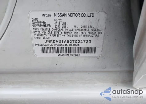 2002 Infiniti I35 Luxury from USA, damaged, VIN JNKDA31A52T024723